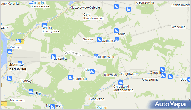 mapa Niesiołowice gmina Józefów nad Wisłą, Niesiołowice gmina Józefów nad Wisłą na mapie Targeo