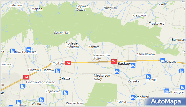 mapa Nieskurzów Stary, Nieskurzów Stary na mapie Targeo