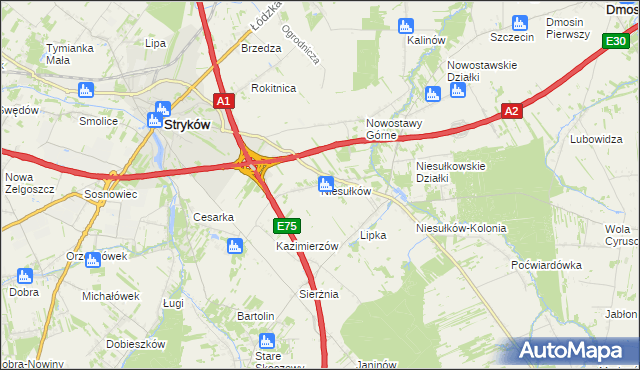 mapa Niesułków, Niesułków na mapie Targeo