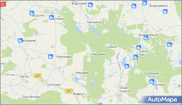 mapa Nieszawka, Nieszawka na mapie Targeo