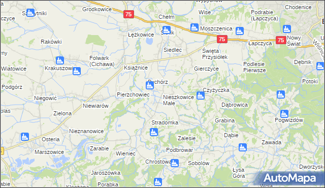 mapa Nieszkowice Małe, Nieszkowice Małe na mapie Targeo