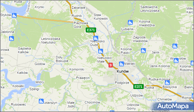 mapa Nietulisko Małe, Nietulisko Małe na mapie Targeo