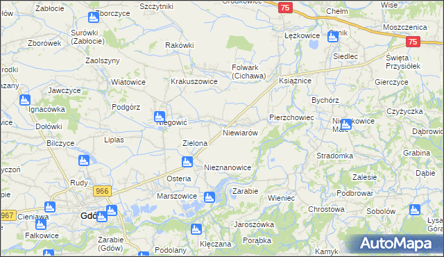 mapa Niewiarów, Niewiarów na mapie Targeo