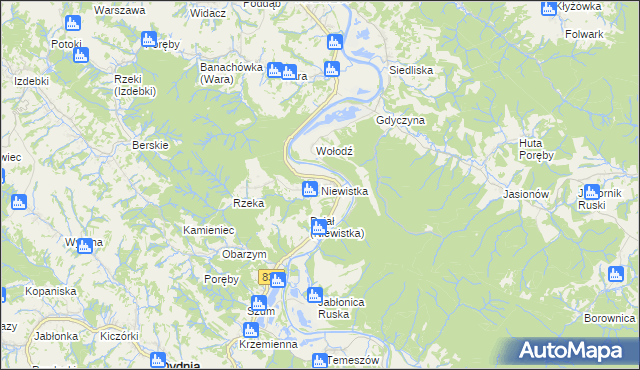 mapa Niewistka, Niewistka na mapie Targeo