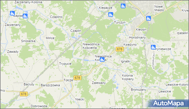 mapa Niewodnica Korycka, Niewodnica Korycka na mapie Targeo