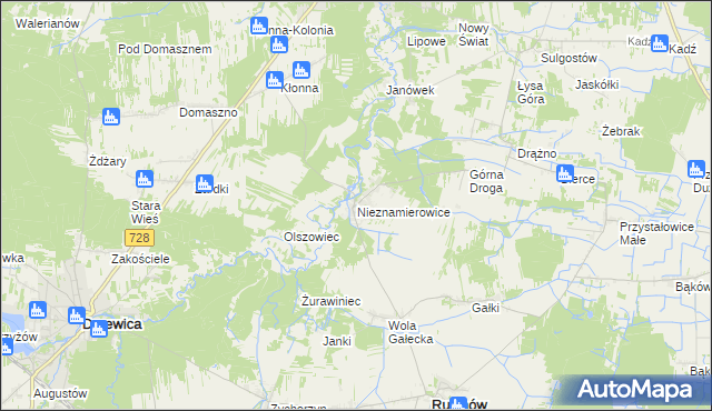 mapa Nieznamierowice, Nieznamierowice na mapie Targeo