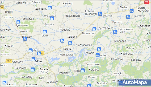 mapa Nieznanowice gmina Gdów, Nieznanowice gmina Gdów na mapie Targeo