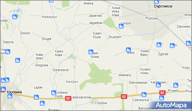 mapa Niwki gmina Chodów, Niwki gmina Chodów na mapie Targeo