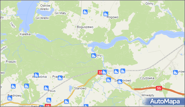 mapa Niziny gmina Iława, Niziny gmina Iława na mapie Targeo