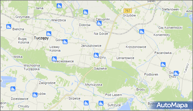 mapa Niziny gmina Tuczępy, Niziny gmina Tuczępy na mapie Targeo