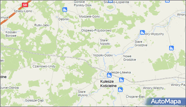 mapa Niziołki-Dobki, Niziołki-Dobki na mapie Targeo