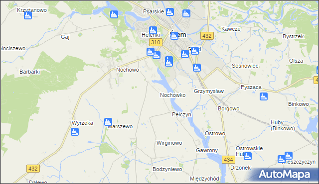 mapa Nochówko, Nochówko na mapie Targeo