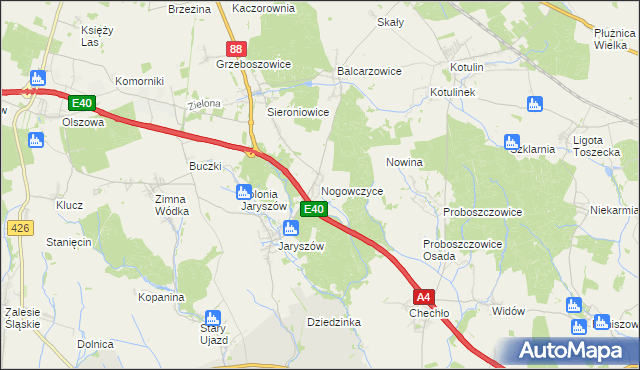 mapa Nogowczyce, Nogowczyce na mapie Targeo