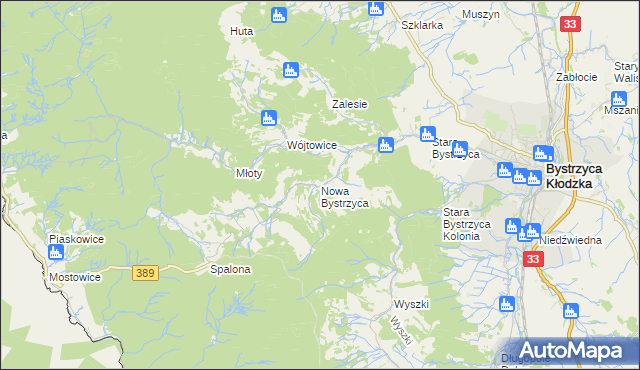 mapa Nowa Bystrzyca, Nowa Bystrzyca na mapie Targeo