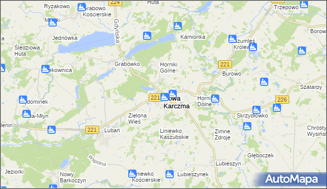 mapa Nowa Karczma powiat kościerski, Nowa Karczma powiat kościerski na mapie Targeo