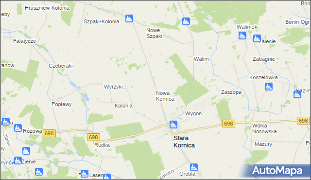 mapa Nowa Kornica, Nowa Kornica na mapie Targeo