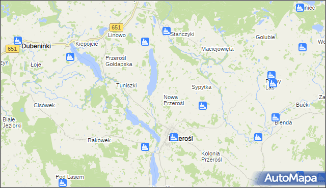 mapa Nowa Przerośl, Nowa Przerośl na mapie Targeo