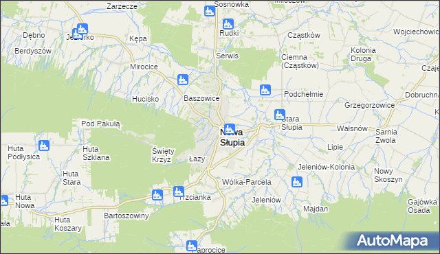 mapa Nowa Słupia, Nowa Słupia na mapie Targeo