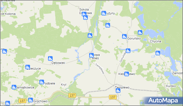 mapa Nowa Wieś gmina Bledzew, Nowa Wieś gmina Bledzew na mapie Targeo