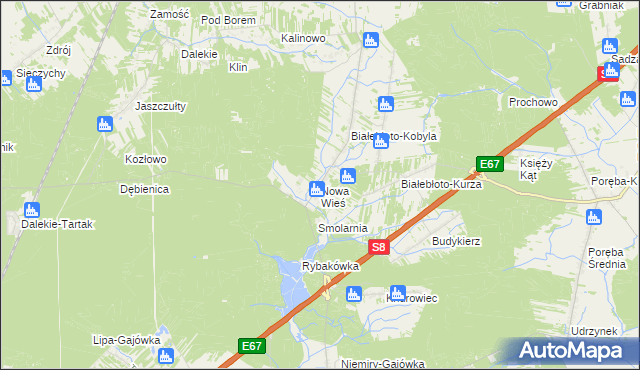 mapa Nowa Wieś gmina Brańszczyk, Nowa Wieś gmina Brańszczyk na mapie Targeo