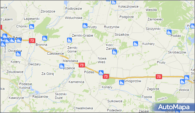 mapa Nowa Wieś gmina Busko-Zdrój, Nowa Wieś gmina Busko-Zdrój na mapie Targeo