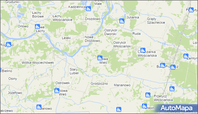 mapa Nowa Wieś gmina Długosiodło, Nowa Wieś gmina Długosiodło na mapie Targeo