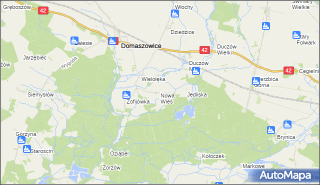 mapa Nowa Wieś gmina Domaszowice, Nowa Wieś gmina Domaszowice na mapie Targeo