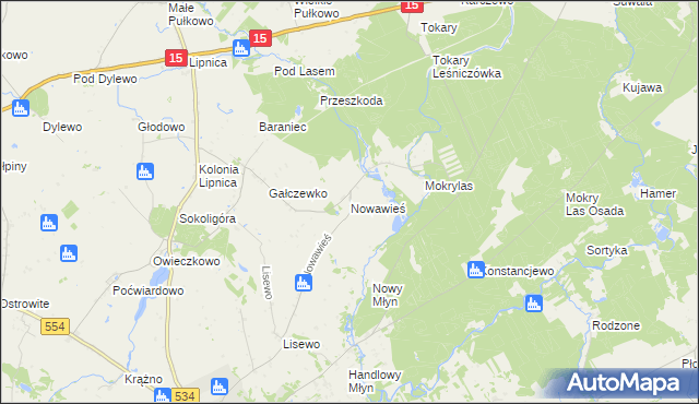 mapa Nowa Wieś gmina Golub-Dobrzyń, Nowa Wieś gmina Golub-Dobrzyń na mapie Targeo