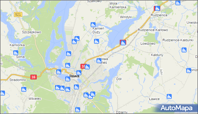 mapa Nowa Wieś gmina Iława, Nowa Wieś gmina Iława na mapie Targeo