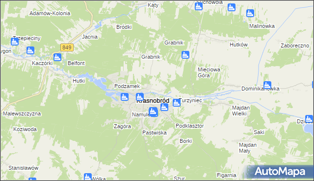 mapa Nowa Wieś gmina Krasnobród, Nowa Wieś gmina Krasnobród na mapie Targeo