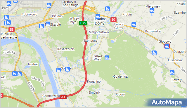 mapa Nowa Wieś gmina Lubicz, Nowa Wieś gmina Lubicz na mapie Targeo