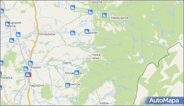 mapa Nowa Wieś gmina Międzylesie, Nowa Wieś gmina Międzylesie na mapie Targeo