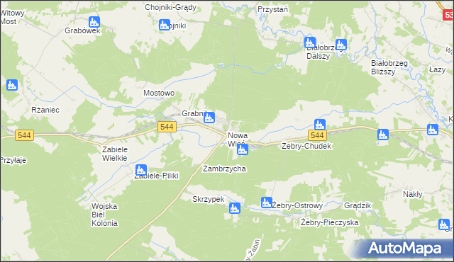 mapa Nowa Wieś gmina Olszewo-Borki, Nowa Wieś gmina Olszewo-Borki na mapie Targeo