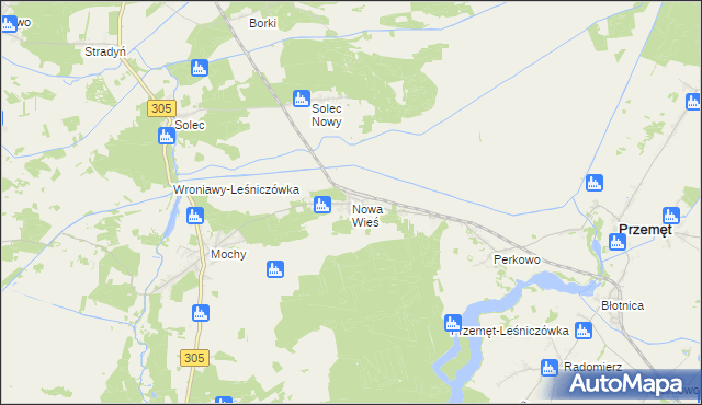 mapa Nowa Wieś gmina Przemęt, Nowa Wieś gmina Przemęt na mapie Targeo