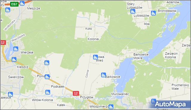 mapa Nowa Wieś gmina Sulejów, Nowa Wieś gmina Sulejów na mapie Targeo