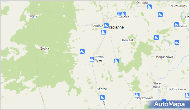 mapa Nowa Wieś gmina Trzcianne, Nowa Wieś gmina Trzcianne na mapie Targeo