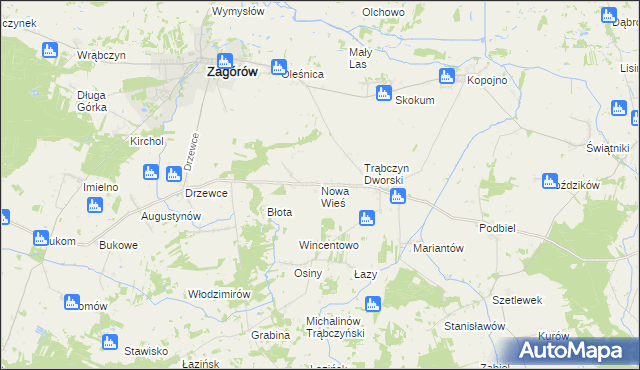 mapa Nowa Wieś gmina Zagórów, Nowa Wieś gmina Zagórów na mapie Targeo