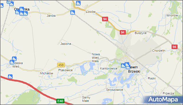 mapa Nowa Wieś Mała gmina Lewin Brzeski, Nowa Wieś Mała gmina Lewin Brzeski na mapie Targeo