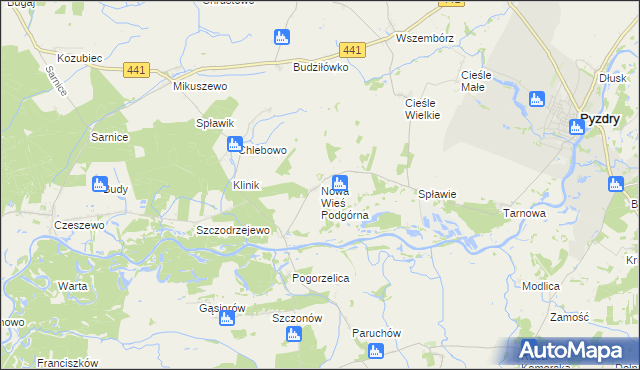 mapa Nowa Wieś Podgórna, Nowa Wieś Podgórna na mapie Targeo