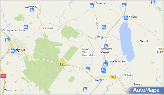 mapa Nowa Wieś Reszelska, Nowa Wieś Reszelska na mapie Targeo