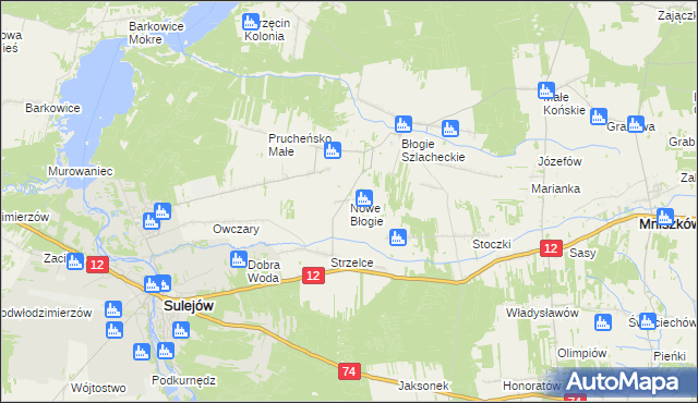 mapa Nowe Błogie, Nowe Błogie na mapie Targeo