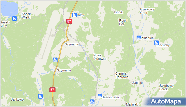 mapa Nowe Dłutówko, Nowe Dłutówko na mapie Targeo