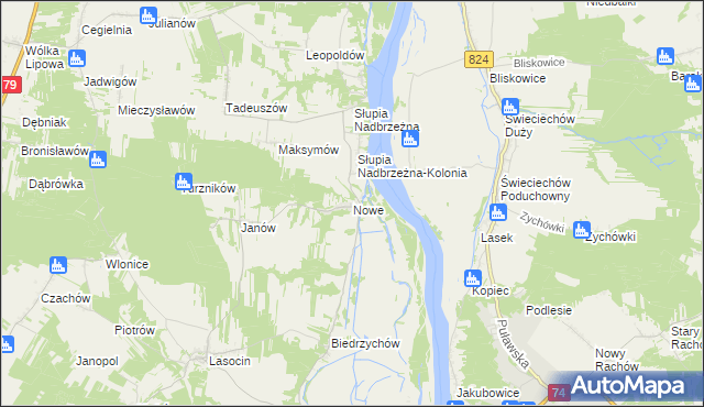 mapa Nowe gmina Ożarów, Nowe gmina Ożarów na mapie Targeo