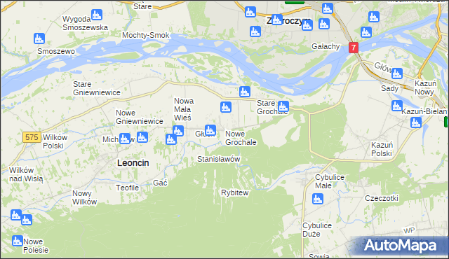 mapa Nowe Grochale, Nowe Grochale na mapie Targeo