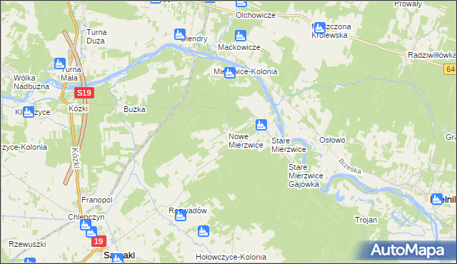 mapa Nowe Mierzwice, Nowe Mierzwice na mapie Targeo