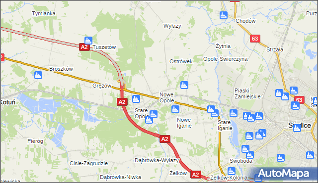 mapa Nowe Opole, Nowe Opole na mapie Targeo