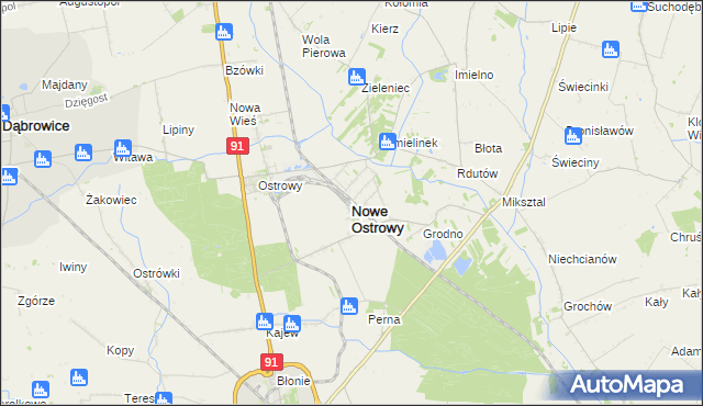 mapa Nowe Ostrowy, Nowe Ostrowy na mapie Targeo