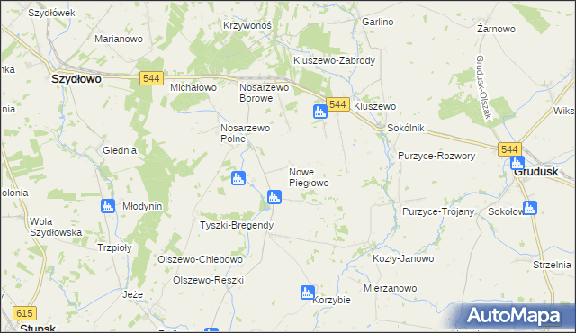 mapa Nowe Piegłowo, Nowe Piegłowo na mapie Targeo