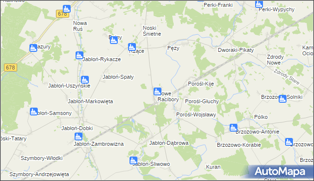 mapa Nowe Racibory gmina Sokoły, Nowe Racibory gmina Sokoły na mapie Targeo