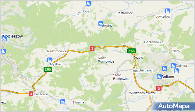 mapa Nowe Rochowice, Nowe Rochowice na mapie Targeo